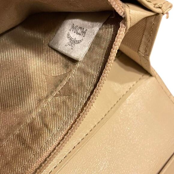 Authentic VTG MCM Monogram Visetos Lizard Continental Trifold Wallet Pink/Beige - Picture 6 of 8